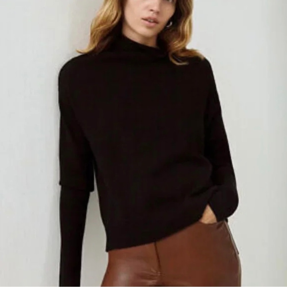 Aritzia Wilfred Dark Brown Merino Wool Mock Neck Sweater, Size S, Preloved